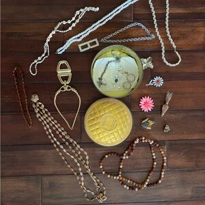 Chic Gold and Brown Beaded Necklace